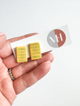 Load image into Gallery viewer, Striped Rectangle Ceramic Post Earrings
