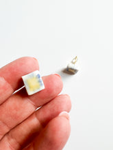 Load image into Gallery viewer, Sunny Yellow and Sky Blue Ceramic Square Post Earrings
