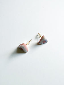 Petal Pink and Sky Blue Ceramic Triangle Post Earrings