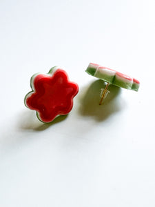 Shades of Pink Ceramic Floral Post Earrings