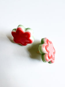Shades of Pink Ceramic Floral Post Earrings