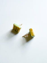 Load image into Gallery viewer, Happy Stripe Ceramic Square Post Earrings