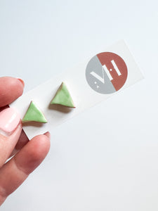 Key Lime Ceramic Triangle Post Earrings