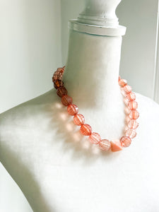 Peach Faceted Acrylic and Gemstone Necklace