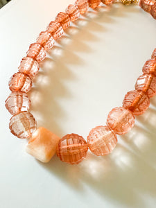 Peach Faceted Acrylic and Gemstone Necklace