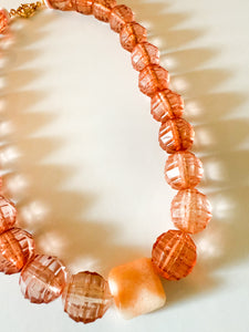Peach Faceted Acrylic and Gemstone Necklace