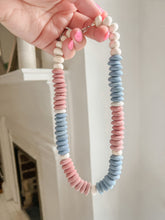 Load image into Gallery viewer, Pink and Blue Recycled Glass Disc Necklace