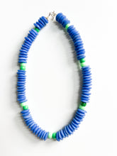 Load image into Gallery viewer, Royal Recycled Discs with a Mix of Greens Necklace