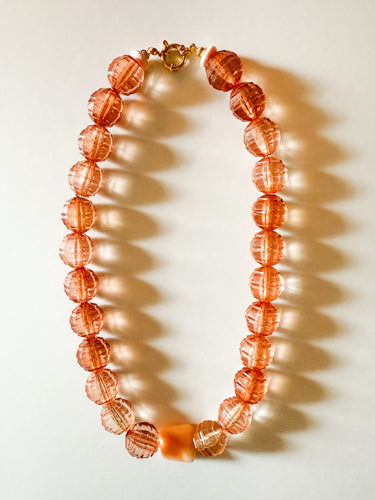Peach Faceted Acrylic and Gemstone Necklace