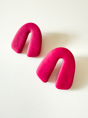 Magenta Clay Arch Earrings