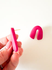 Magenta Clay Arch Earrings