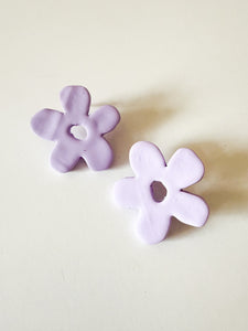 Lavender Clay Floral Stud Earrings