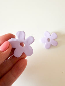 Lavender Clay Floral Stud Earrings