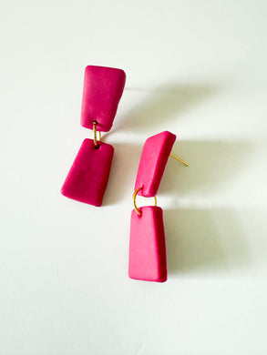 Magenta Clay Geometric Earrings