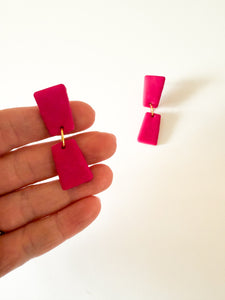 Magenta Clay Geometric Earrings