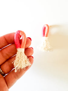 Coral and Tangerine Wrapped Cotton Earrings