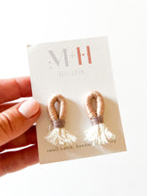 Load image into Gallery viewer, Taupe and Chocolate Brown Wrapped Cotton Post Earring