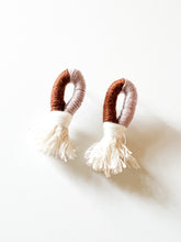 Load image into Gallery viewer, Brown and Mauve Cotton Wrapped Cotton Post Earrings