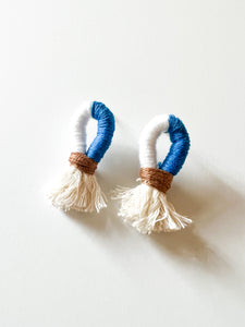 Go Big Blue Wrapped Cotton Post Earrings