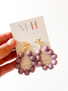 Floral and Violet Wood Earrings