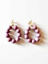Load image into Gallery viewer, Floral and Violet Wood Earrings