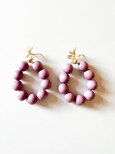 Floral and Violet Wood Earrings