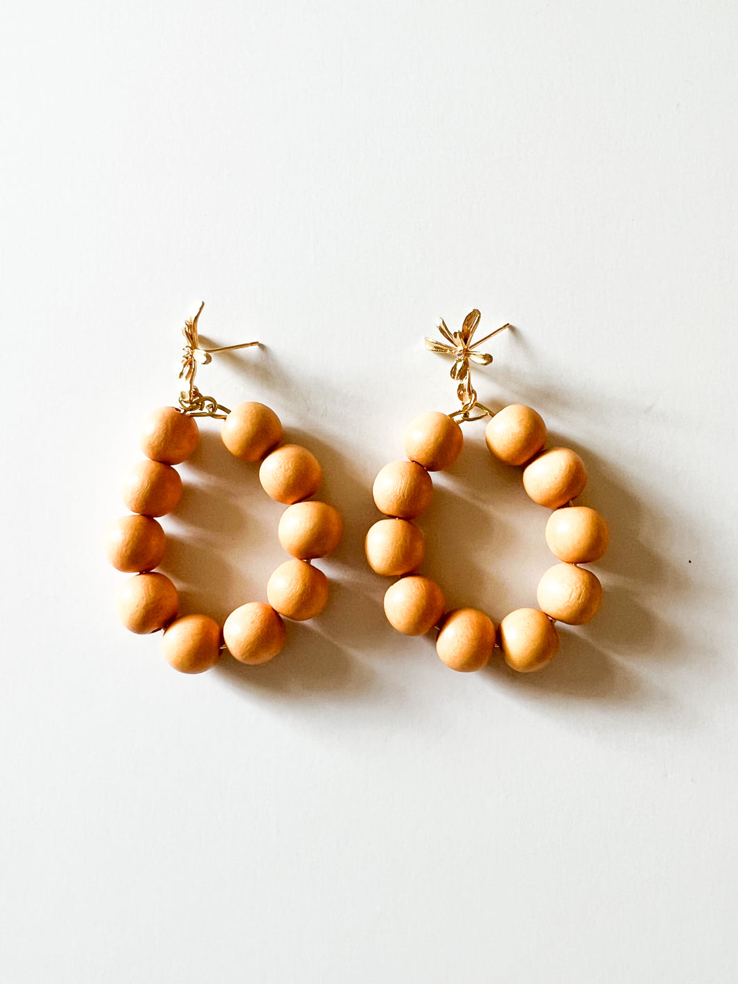 Floral and Sunny Yellow Wood Earrings