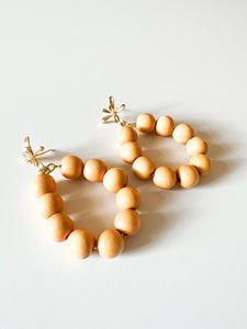 Floral and Sunny Yellow Wood Earrings