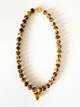 Load image into Gallery viewer, Seed Bead with Vintage Brass Heart Necklace