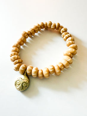 Tan Striped Bone Charm Bracelet