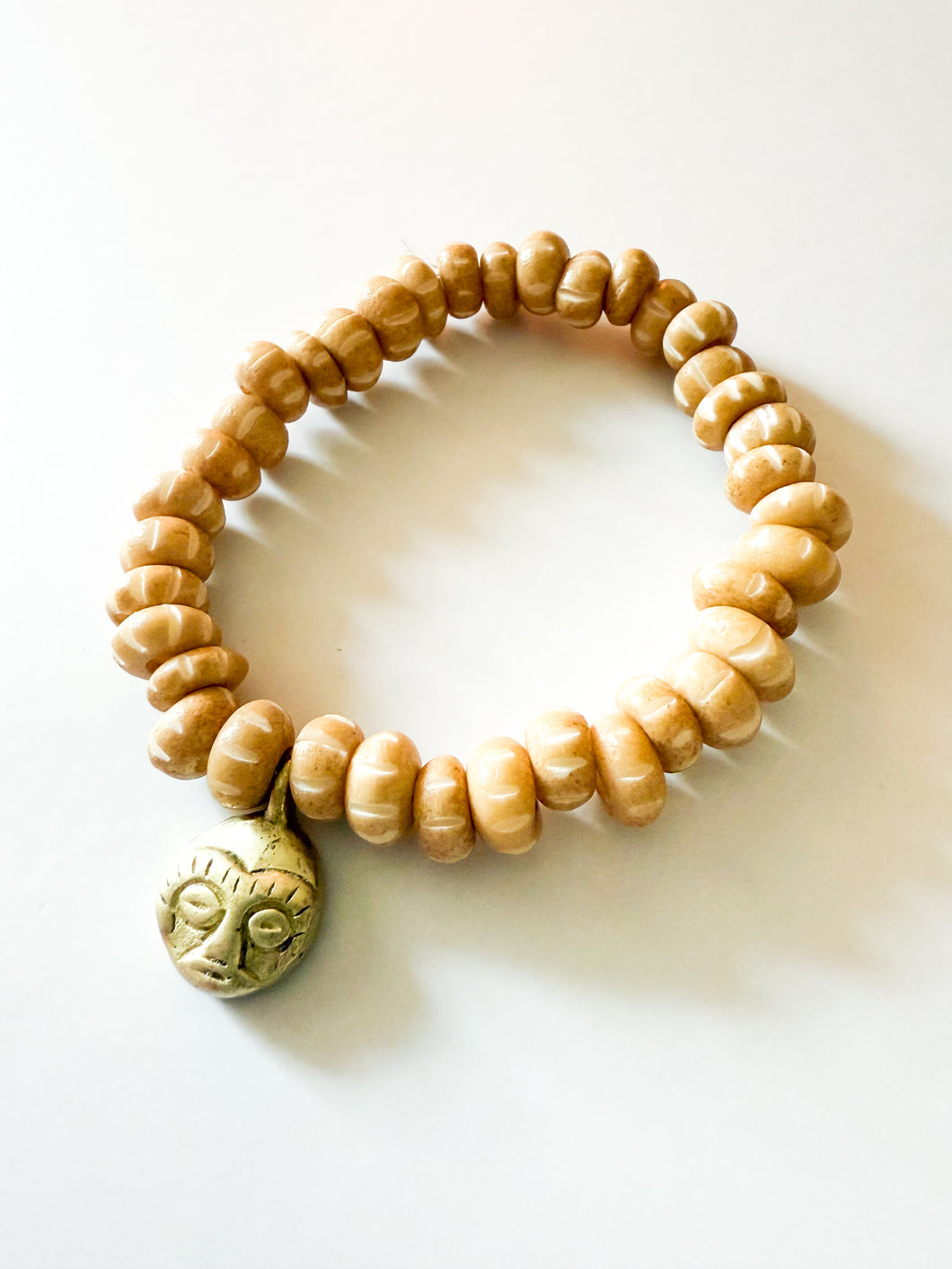 Tan Striped Bone Charm Bracelet
