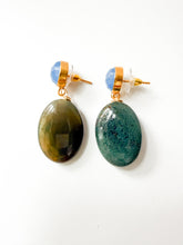 Load image into Gallery viewer, Moss and Sky Drop Earrings