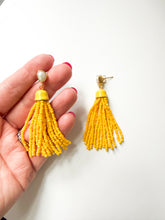 Load image into Gallery viewer, Marigold Drop Tassel Earrings
