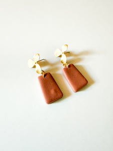 Floral Mauve Clay Drop Earrings