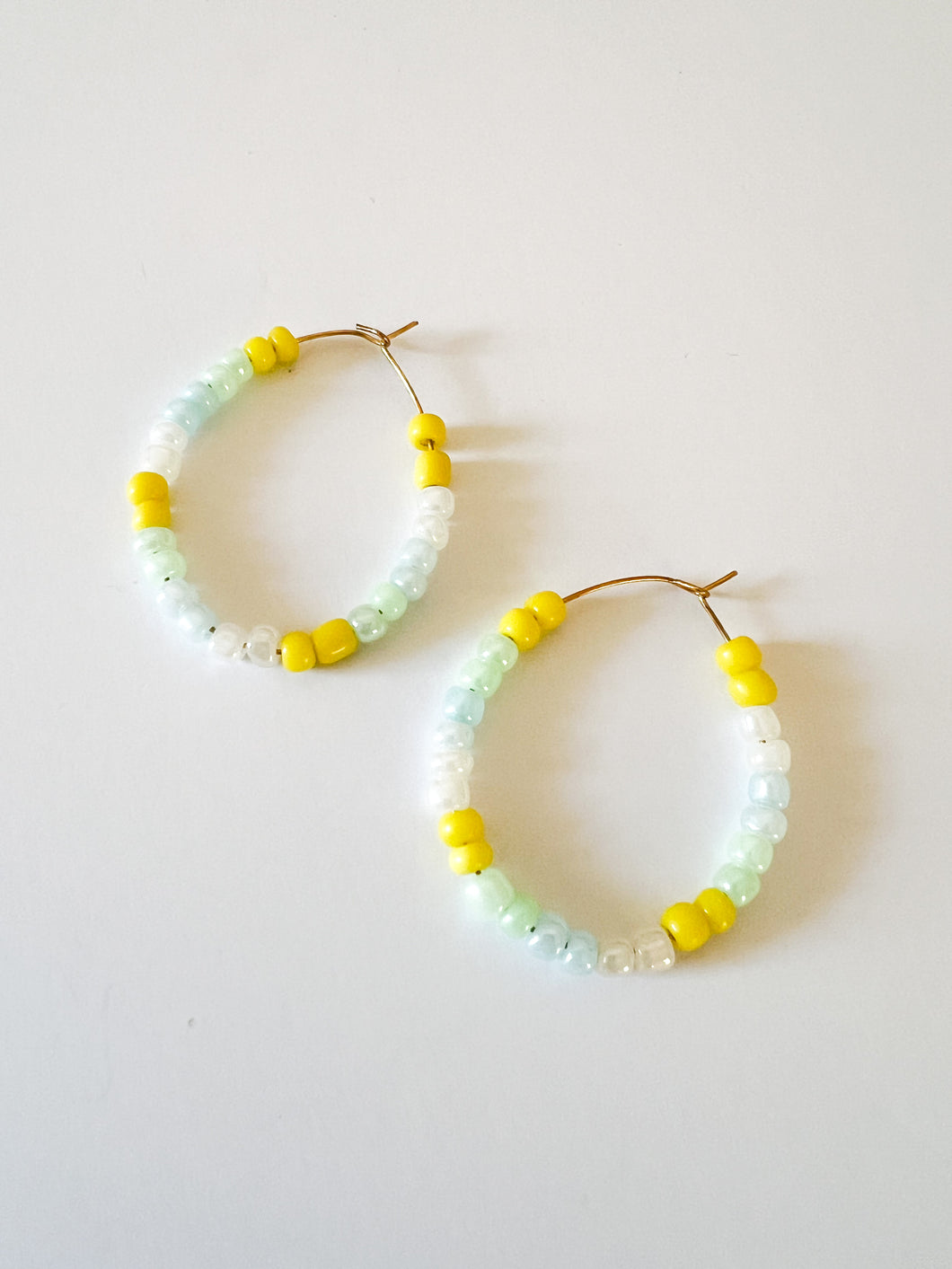 Lemon Lime Seed Bead Hoops