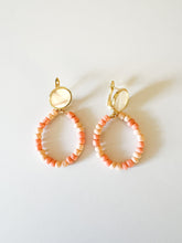 Load image into Gallery viewer, Pearl Inlay with Peach Seed Bead Earrings