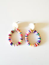 Load image into Gallery viewer, Ivory Tortoise with Confetti Clay Hoop Earrings