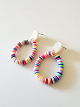 Load image into Gallery viewer, Ivory Tortoise with Confetti Clay Hoop Earrings