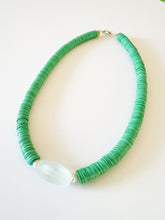 Load image into Gallery viewer, Grass Green Vinyl and Recycled Sea Glass Necklace