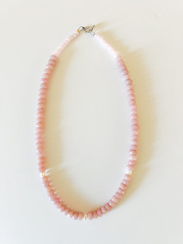 Rose Gemstone and Fresh Water Pearl Beaded Necklace