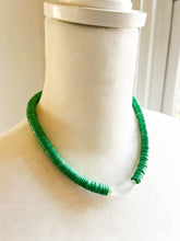 Load image into Gallery viewer, Grass Green Vinyl and Recycled Sea Glass Necklace