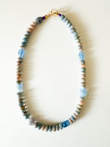 Mix of Blue Gemstone and Glass Necklace