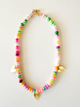 Load image into Gallery viewer, Pink Confetti Gemstone and Heart Charm Necklace