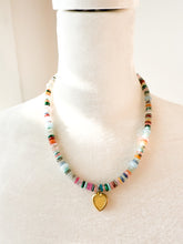 Load image into Gallery viewer, Mixed Gemstone Disc and Vintage Locket Necklace
