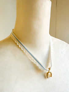 Scalloped Blue Horseshoe Wrap
