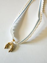 Load image into Gallery viewer, Scalloped Blue Horseshoe Wrap