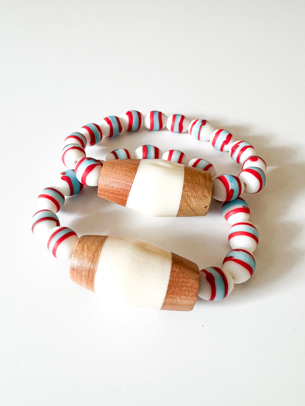 Inlaid Bone and Glass Buoy Bracelet