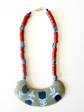 Handpainted Tulip Collar Necklace