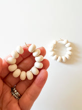 Load image into Gallery viewer, White Wood Bead Hoops