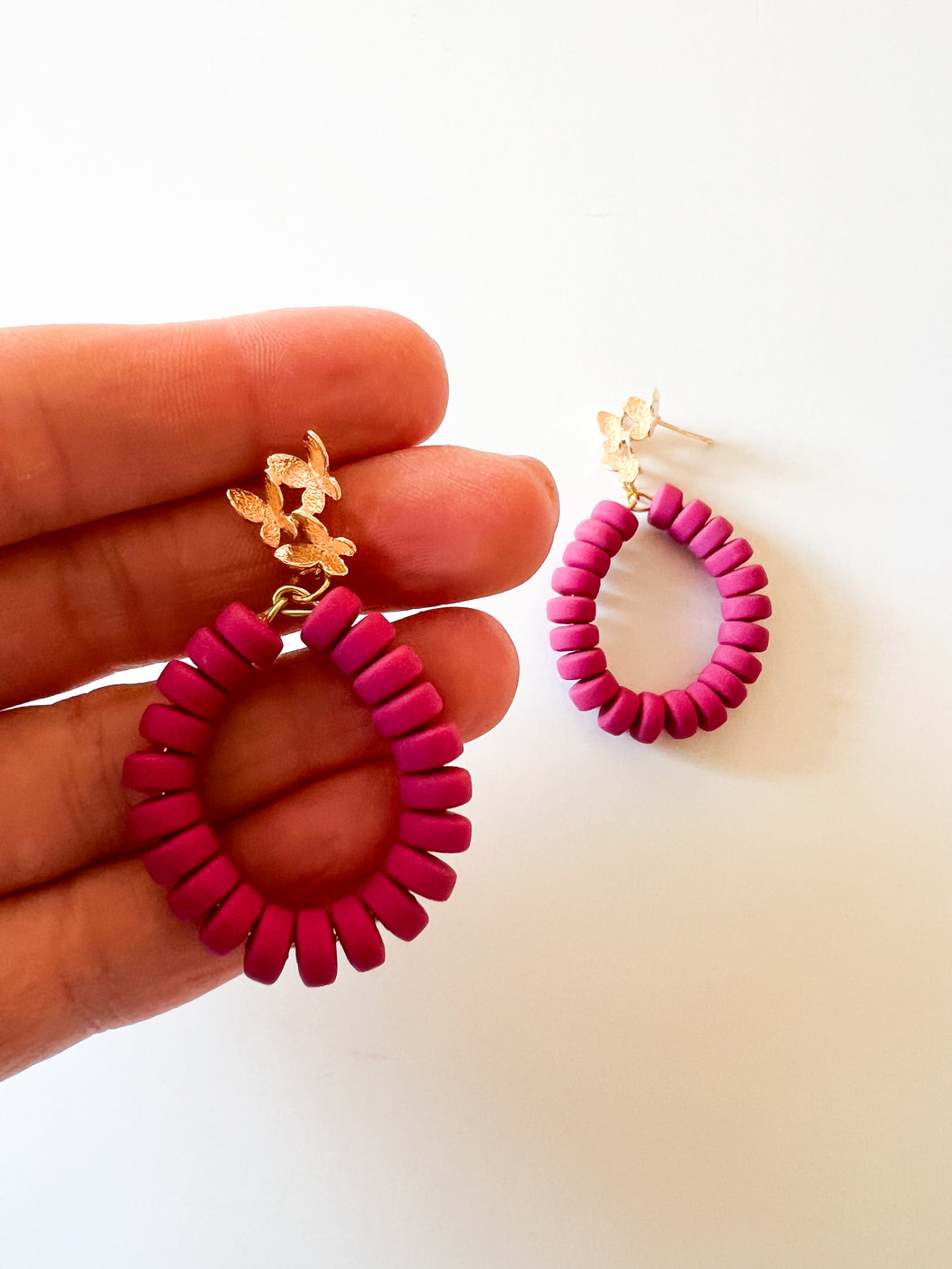 Magenta Clay with Butterfly Post Earrings